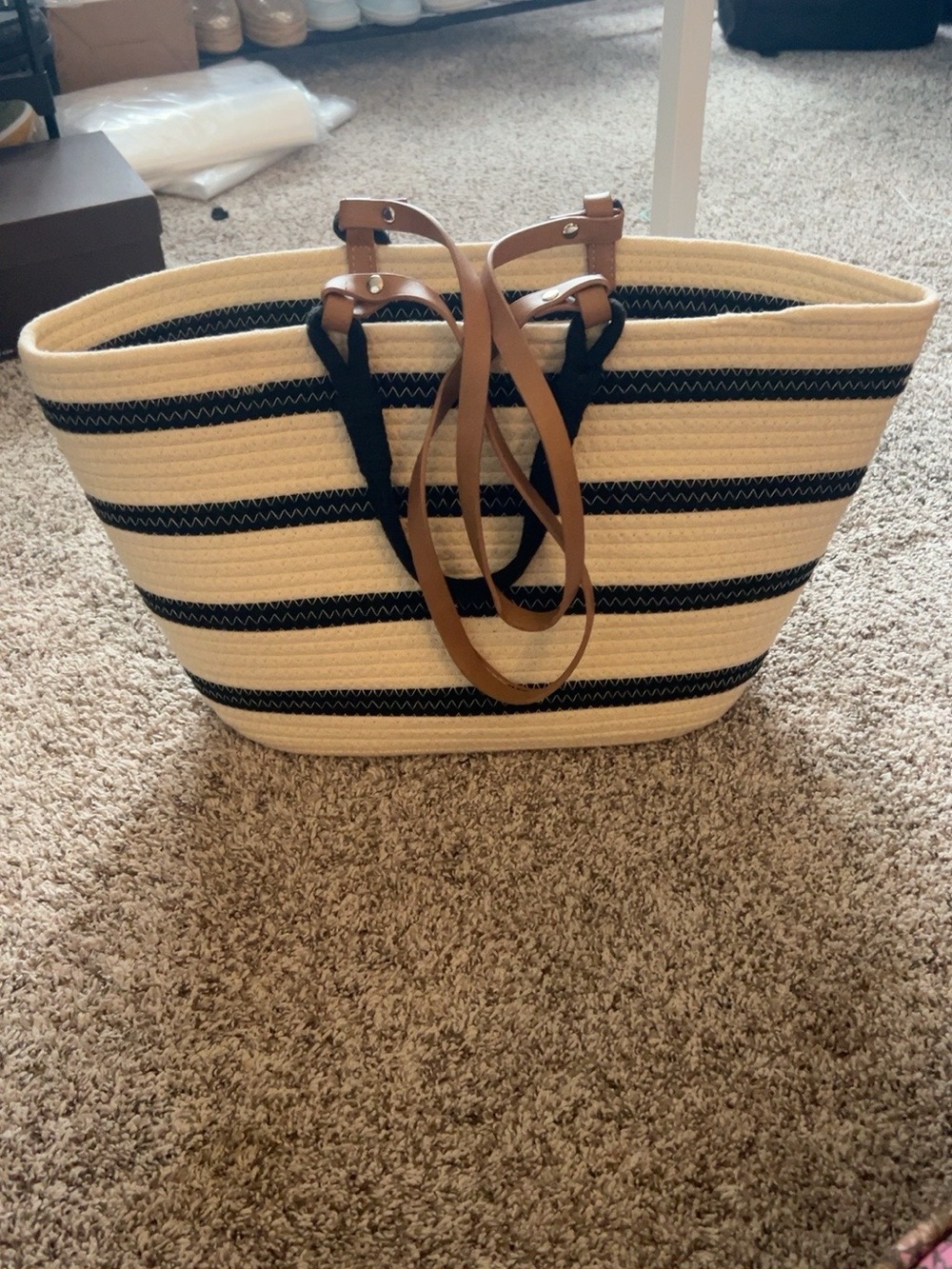 Molly Bracken NWT Striped Woven Beach Tote Bag
